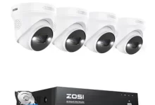 8 Channel 4K PoE Security Camera System, AI Human Detection, 4 Cameras, C225